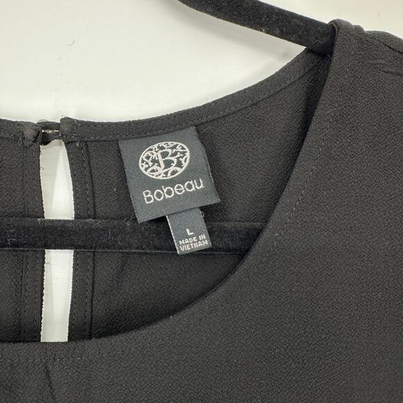 Bobeau Black Flutter Cap Sleeve Keyhole Neck Womens Blouse Large - Picture 6 of 6